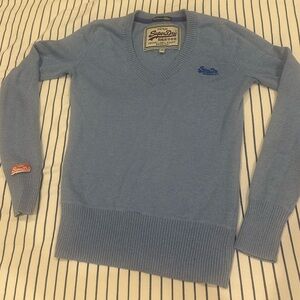 Superdry Women's Powder Blue V-Neck Sweater
